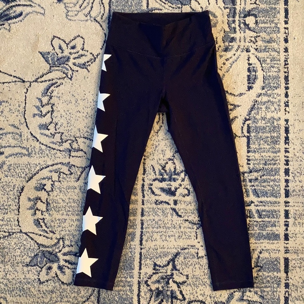 New Balance x J. Crew navy leggings with white stars